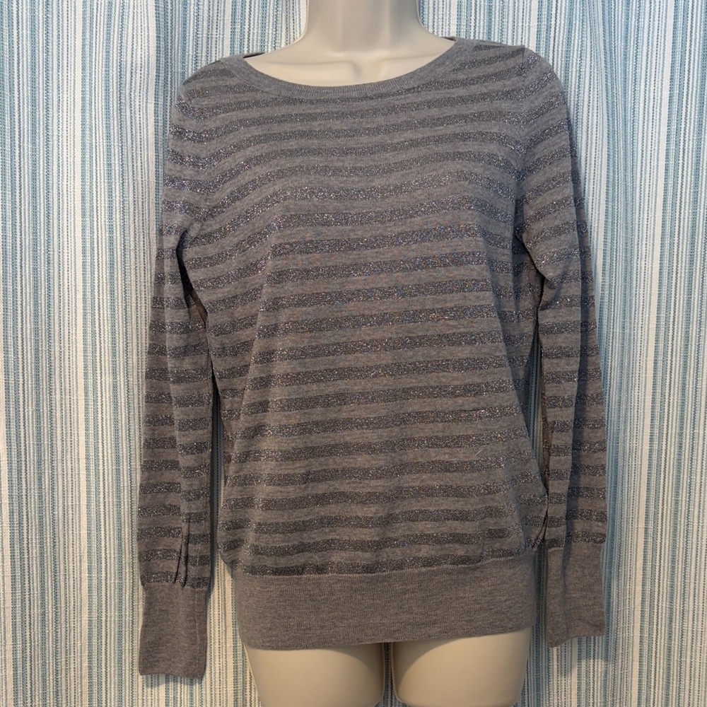 Talbots Women’s Pure Italian Merino Wool Sweater Metallic Gray Size L